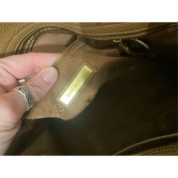 Tory Burch Britten Leather Satchel Tote/Shoulder Bag Bark Brown Tan, MSRP $495 - Picture 10 of 15